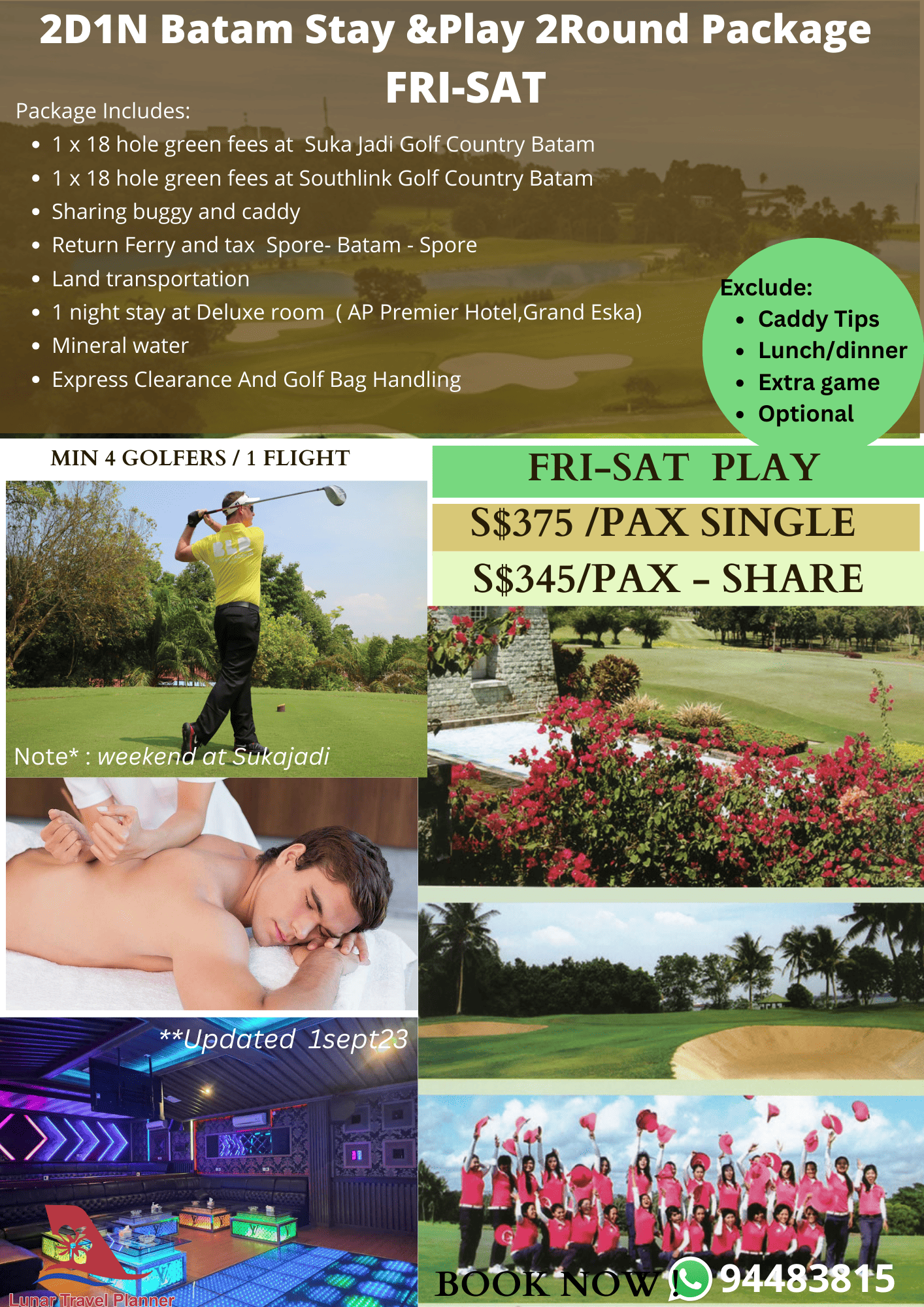 2D1N Batam Stay &Play  Golf 2 Rounds Package Fri-Sat