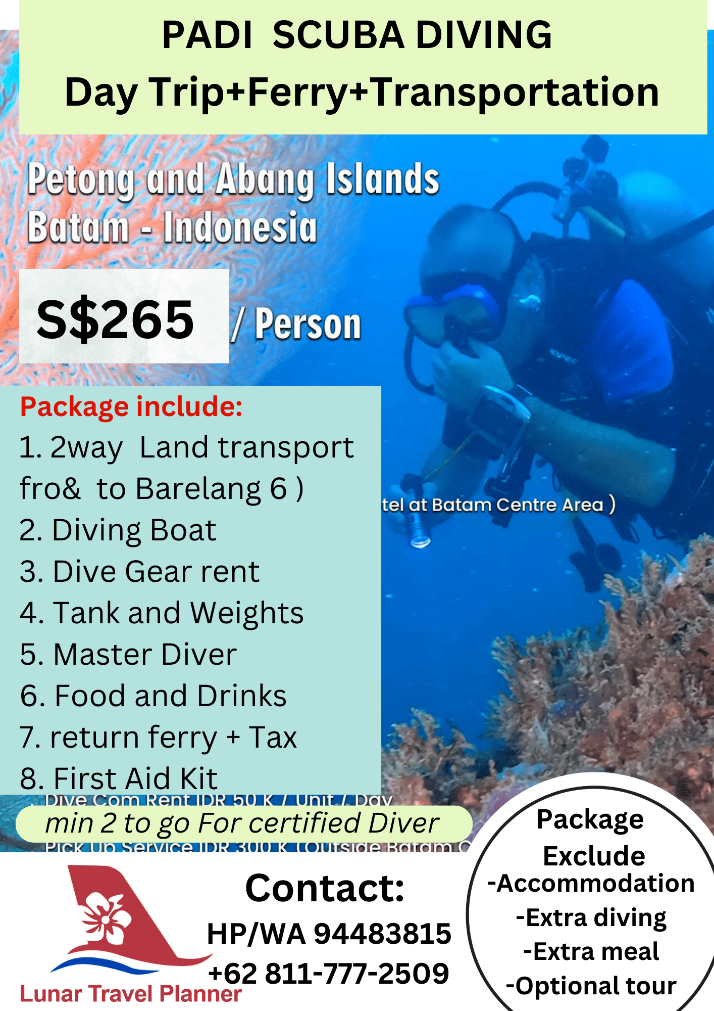 Oadi Scuba Diving  Day Trip+Ferry+Transportation